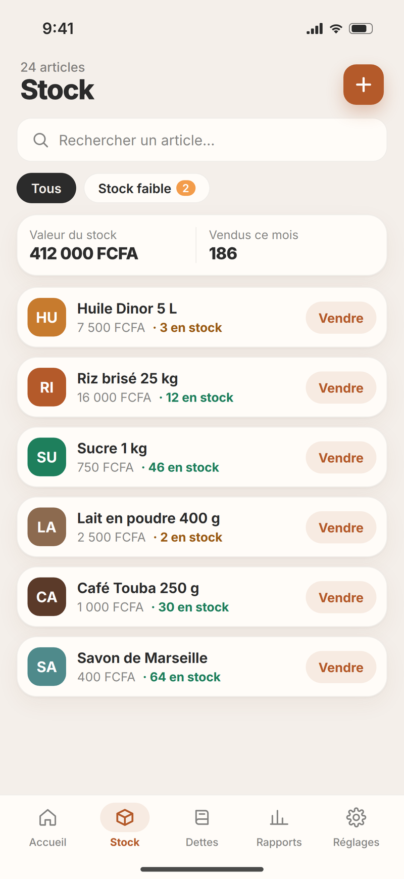 BokkCom — Stock : articles, quantités et alertes